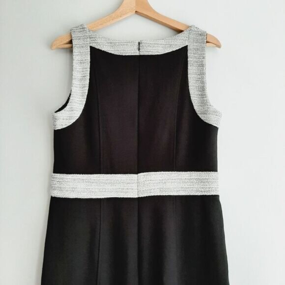 DEX Classic Colorblock Sheath Knee Length Midi Dress Black & Grey Sz M - Picture 9 of 13
